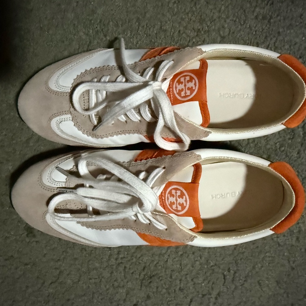 Tory Burch Cream and Orange Sneaker